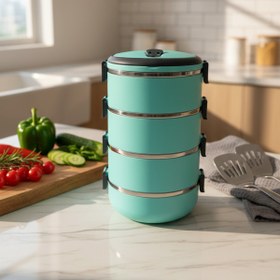 Resim YAZICI 4 Katlı Sefer Tası Sızdırmaz Yemek Termosu 2,4 Litre – Çelik İç Hazneli, Vakumlu Kapaklı,Lunch Box 