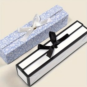 Resim 10 adet Dikdörtgen Kurdele, Siyah ve Beyaz, Çikolata Kutusu, Aline Stili, Kore Versiyonu, Tek Bölümlü Uzun Gelinlik Şeker Kutusu Hediye Paketleme 