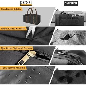 Resim Haegs Taşıma Çantası, Fermuarlı Dayanıklı Seyahat Spor, Bagaj, Kamp Malzemeleri Saklama Çantası, 105L (115 x 30 x 30 cm) Siyah 
