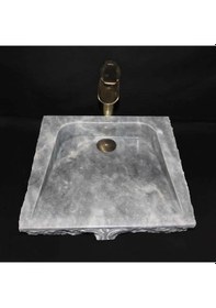 Resim Gri Mermer Saray Işlemeli Lavabo 