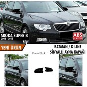 Resim Sts Oto Aksesuar Skoda Superb B6 Sinyalli 2008-2015 Batman Yarasa Ayna Kapağı Piano Black Abs Plastik (01) 