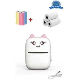 Resim Mini Fotoğraf Yazıcı Kablosuz Etiket Yazıcı Baskı Makinesi Ios Android Uyumlu Termal Printer Pembe 
