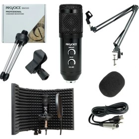 Resim Provoice BM-300 Mikrofon + AS-21 Stand + Yalıtım Paneli + Pop Filtre SİYAH 