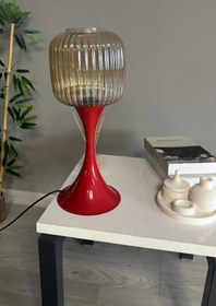 Resim Bamyum Mopa Bal Rengi Cam Masa Lambası Dekoratif Abajur Çocuk Odası Başucu Lambası Okuma Lambası 