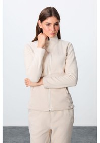 Resim Tommy Life Bej Kalın Yumuşak Dokulu Dik Yaka Oversize Nakışlı Polar Kadın Eşofman Takım -95339 Bej 