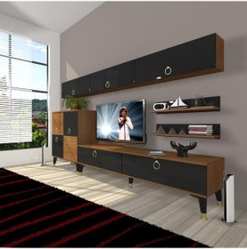 Resim Decoraktiv Eko 8 Mdf Std Gold Tv Ünitesi Tv Sehpası Ceviz - Siyah 
