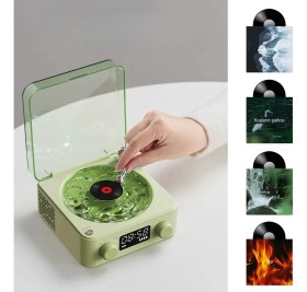 Resim Ensiga Kablosuz Bluetooth Plak Retro Pikap Tarzı Çalar Stereo Ses Rgb Projeksiyon Lambası Etkili Hoparlör 