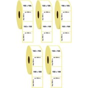 Resim REDMOON 5 Adet Rulo 100x100 Termal Yazıcı Etiket Barkod 500 Lü Sarım Kargo Etiket Barkod 