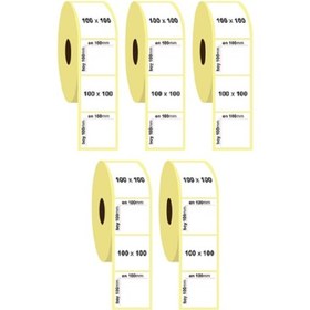 Resim REDMOON 5 Adet Rulo 100x100 Termal Yazıcı Etiket Barkod 500 Lü Sarım Kargo Etiket Barkod 