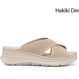 Resim Gönderi(R) Gönderi R Kadın Bej Dolgu Taban Hakiki Deri Terlik Dyza65145870 Bej 