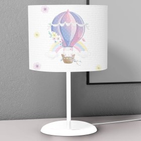 Resim instababyrooms Beyaz Balon Gökkuşağı Desenli Çocuk Odası Dijital Baskılı Çocuk Odası Masaüstü Abajur Avize 