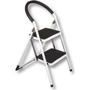 Resim Asvera Metal 2 Basamaklı Katlanabilir Merdiven Ev - Ofis Tipi Oturaklı Merdiven 1 Adet 
