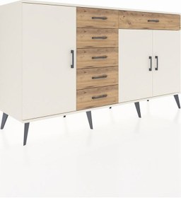 Resim Hyperion Konsol 3 Raflı 6 Çekmeceli 3 Kapaklı 176x44x99 Aytaşı-ay Aytaşı-aytaşı/çam 