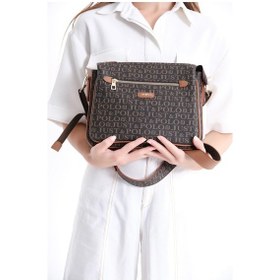 Resim Just Polo Lüks Tasarım Kadın 3 Gözlü Çapraz Postacı Ve Omuz Çantası 29x20cm Kahverengi Taba 