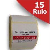 Resim Kalite Barkod 50X25 Termal Etiket | 15 Rulo Barkod Etiketi 