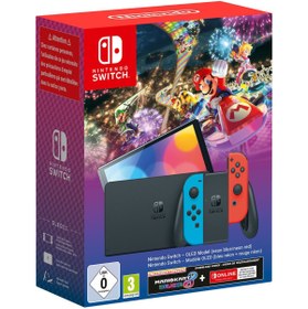 Resim Switch Konsol Oled Mario Kart Bundle - Neon Blue/Neon Red Uyumlu 