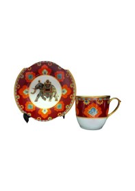 Resim Konyax Elefante 4 Parça 2 Kişilik Porselen Türk Kahvesi Fincan Takımı Çok Renkli 