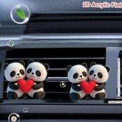 Resim 2D Düz, 2 adet Sevimli Panda Araba Havalandırma Klipsi - Kırmızı Kalpli Siyah Beyaz Panda Tasarımı, Akrilik Otomobil Dekoru, Arkadaşlar İçin Sevgililer Günü Hediyesi, Araç İçi Aksesuarı, Panda Araba Aksesuarları 