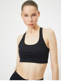 Resim Koton Sporcu Sütyeni Arkası Ayarlanabilir Çapraz Askılı Agraf Kapamalı Kaplı Siyah 4sak30089nk Siyah 