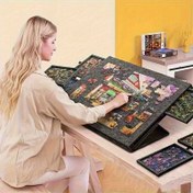 Resim 6'lı 1 Arada Taşınabilir Puzzle Masası, 1000 Parça Kapasiteli 6 Çekmeceli Depolama Bölmesi, Eğilebilir Çocuklar İçin Eğitici Oyun Masası 