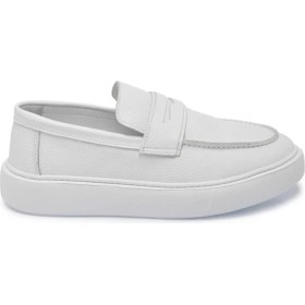 Resim Tergan Beyaz Hakiki Deri Erkek Loafer - E25S1AY57561-B69 