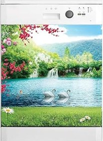 Resim Qedii Bulaşık Makinesi Sticker Kaplama Beyaz Eşya Kaplama Şelale Kuğu 