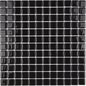 Resim MozaiKristaL Mutfak, Banyo, Havuz, Sauna, Spa ve Tüm Yüzeyler Için 25X25 Siyah Cam Mozaik. 