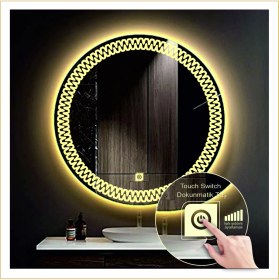 Resim Dnr-Mirror60 Cm Günışığı Ledli Tasarım Kumlamalı Dokunmatik Tuşlu Banyo Aynası Makyaj Aynası Işıklı Ayna 
