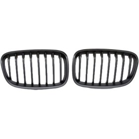 Resim Bmw 1 Serisi F20-F21 2012-2014 İçin Uyumlu M Böbrek Çift Çizgi Panjur Piano Black 