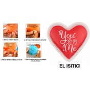 Resim Kalpli Mesajlı Cep Sobası,el Isıtıcı,sıcak Su Torbası Pvc 9cm Kırmızı 