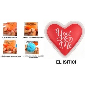 Resim Kalpli Mesajlı Cep Sobası,el Isıtıcı,sıcak Su Torbası Pvc 9cm Kırmızı 