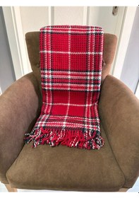 Resim Oxford Scotch Diz Üstü Battaniye Kırmızı Kırmızı 