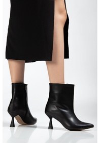 Resim 4701 Siyah Cilt Kare Topuk Günlük Kadın Bot Siyah 