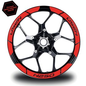 Resim Flaubert Neon Turuncu Bajaj N250 Geniş Jant Sticker Etiket Modeli 