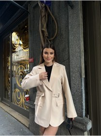 Resim VOLT CLOTHİNG Kadın Kemer Detaylı Astarlı Blazer Ceket 