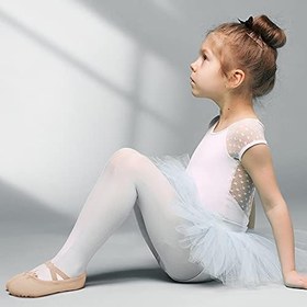 Resim Monbessi Kızlar için Bale Ayakkabıları Deri Dans Terliği Tam Taban Dans Ayakkabıları Çocuklar Kızlar Kadınlar için (Mor Ayakkabılar İçin Bir Beden Daha Küçük Seçin) 