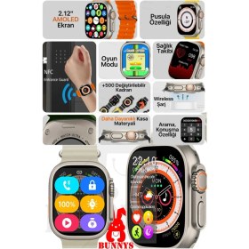 Resim Reeder P13 Blue Max 2021 Uyumlu Akıllı Saat Watch 8 Ultra 49MM Amoled Ekran Konuşma Özellikli 