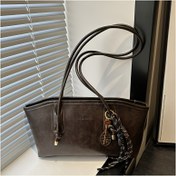 Resim Kadınlar İçin Büyük Kapasiteli Tote Çanta - Kahve Kahverengi & Siyah, Şık Altın Tonlu Donanım, Fermuarlı Ağız ve Anahtar Halka/Askılı, İş, İş Seyahati, Günlük Kullanım İçin Dayanıklı Ve, Kadınlar İçin Çantalar, Kadınlar için el çantaları, Kadınlar İçin Şık ve Zarif Omuz Çantaları, Kadınlar İçin Çantalar, Kadınlar İçin Trend Çantalar, Kadınlar için Tote Çantalar, Kadınlar için Hobo Çantalar, Kadınlar İçin Çanta, Kadınlar için siyah çantalar, Kadınlar için Vintage Çantalar, 