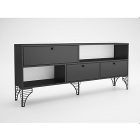 Resim Wood'n Love Katre 150 Cm Metal Ayaklı Tv Ünitesi - Siyah / Siyah 