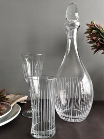 Resim Royal 25 Parça 12 Kişilik Sürahili Su Takımı - Lüks Cam Meşrubat Bardak Seti Cam - Şeffaf 