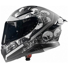 Resim Pilot Snake Sv Matt Skull Full Face Kapalı Kask Siyah 