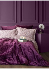 Resim Tek Kişilik Lona Mürdüm Kadife Battaniyeli Nevresim Takımı Mürdüm 