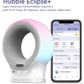 Resim Hubble Eclipse Plus Bebek Telsizi, Ninni Çalar, Bluetooth Speaker, Gece Lambası - Gri 