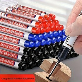 Resim 5 Adet Uzun Uçlu Marker Kalemler - Su Geçirmez, Akıcı Olmayan Mürekkep, Ahşap İşleri, İnşaat, DIY El Sanatları için Orta Nokta - Ahşap, Plastik, Cam, Metal, Suni Deri Üzerinde Çok Yüzeyli Kullanım - Ergonomik Tutuşlu Şık Tasarım, Ahşap İşleme Araçları ve Aksesuarları, Hassas İşaretleme, Profesyonel Markörler, Güvenilir İşaretlemeler, El Sanatları Meraklıları İçin 