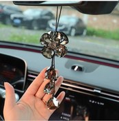 Resim Sunshine022 Dört Yapraklı Yonca Kristal Araç İçin Gri Şık Nazar Boncuğu 