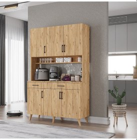 Resim Maya Kahve Köşesi Çok Amaçlı Dolap Kiler Mutfak Dolabı Çam 120cm Çam 
