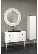 Resim Solaris 120 Cm Siyah Lavabolu Banyo Dolabi - Beyaz Ayakli (Boy Dolap Dahil) Çok Renkli 