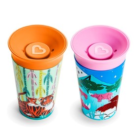Resim Munchkin Mucize 360° Wildlove Alıştırma Bardağı 12 ay+ 266 ml Gergedan & Kaplan İkili Set 