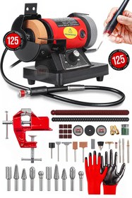 Resim PROXTECH Turbo Motorlu 125PC Metal Çark Motoru Devirli Dramel Zımpara Bileme MENGENELİ Törpülü Set 
