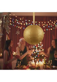 Resim 35 Cm Metalik Altın Gold Büyük Japon Feneri Çin Feneri Parti Dekorasyonu Diğer 